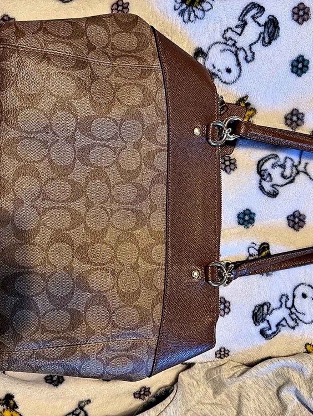 Coach Peyton Signature Jordan Double Zip Carryall Tote Brown Shoulder Bag NWT